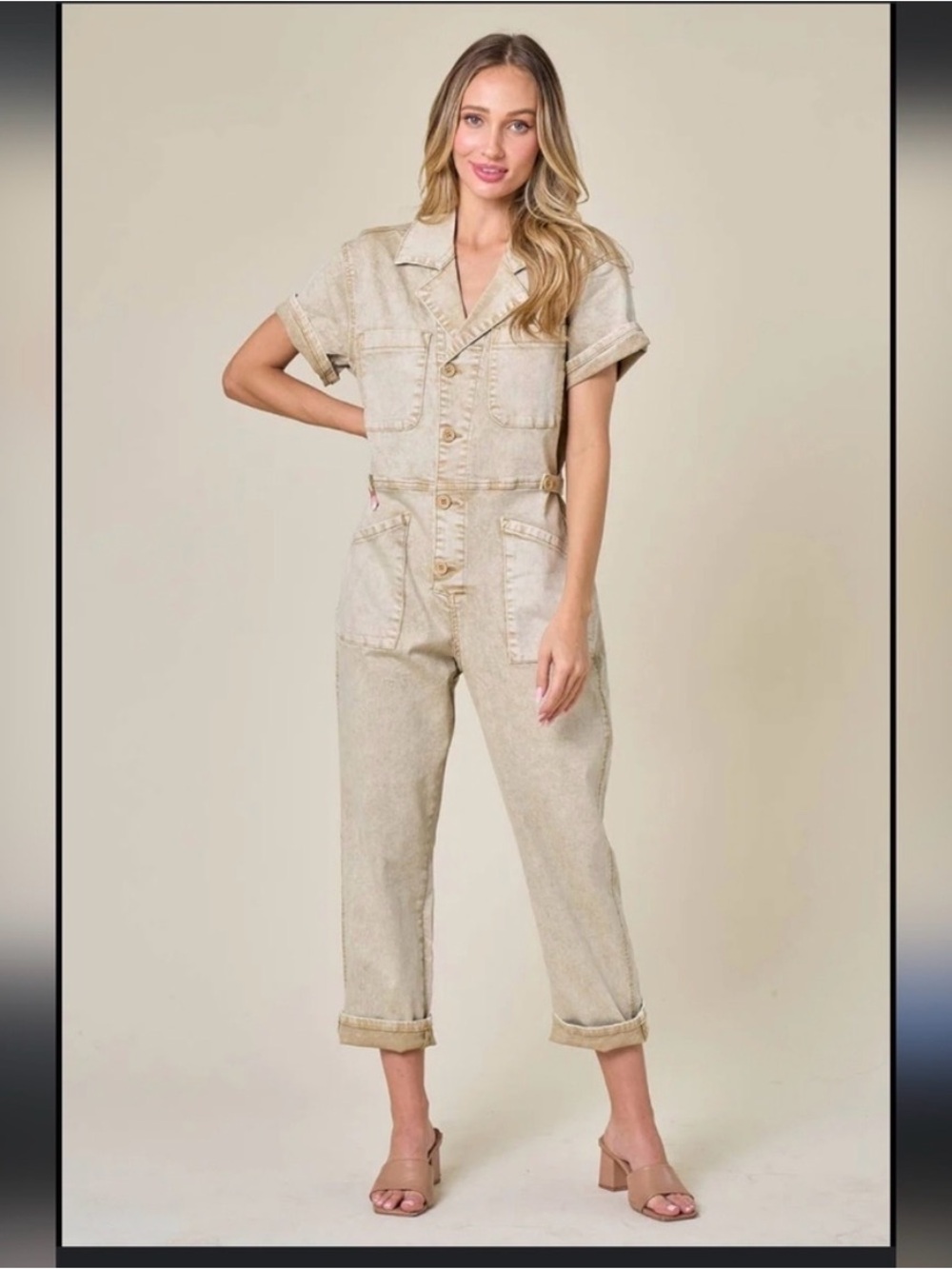 Utility Acid Wash Jumpsuit M